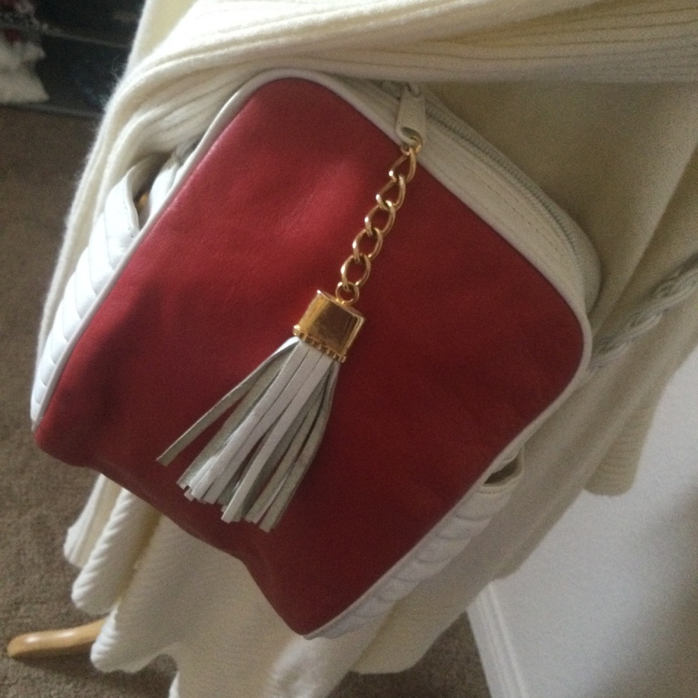 Vintage leather Crossbody red and white - Picture 8 of 9